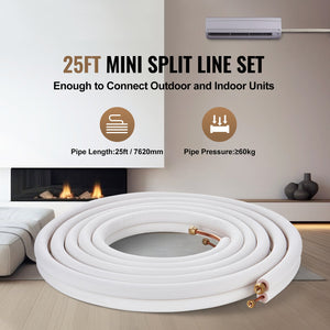 25FT Mini Split Line Set, 1/4" & 3/8" O.D
