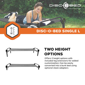 Disc-O-Bed Single Cot, Portable Sleep Solution for Tents & Cabins, Grey, Large