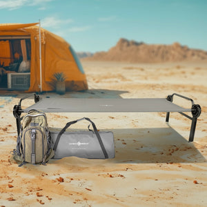 Disc-O-Bed Single Cot, Portable Sleep Solution for Tents & Cabins, Grey, Large