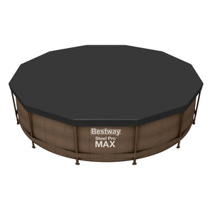 Bestway Flowclear 12 Foot Round Pool Cover w/ Drain Holes for Above Ground Pools