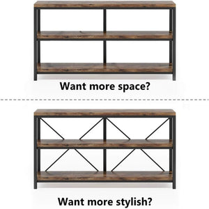 Console Table With 3 Tier Storage Shelves Finish, Slim Narrow Design For Living Entryway - Brown / Black