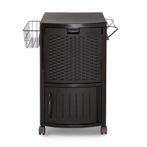 Patio Garbage Waste Trash Can Bundled w/ Patio Cooler w/ Cabinet & Wire Basket