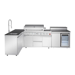 Outdoor Kitchen Island 95.8 Inch 6+1 Burner Propane Gas BBQ Grill 95500 BTU 304 Stainless Steel