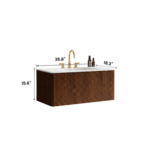Etna 36" Striped Walnut Bathroom Vanity