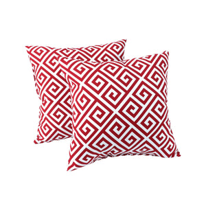 6 Pack Outdoor Pillow Covers - Red Greek Key