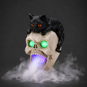 Halloween Cat Skull Statue