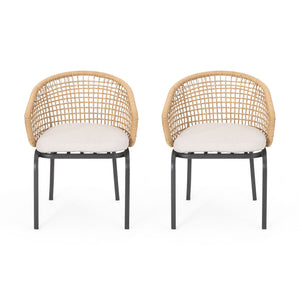 Outdoor Wicker Chair with Powder Coated Iron Legs