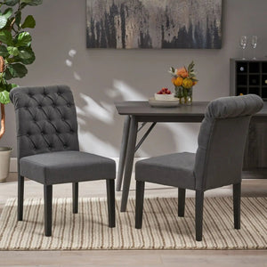 Broxton Tuft Dining Rolltop Chairs With Button Tufted Backrest (Set of 2)