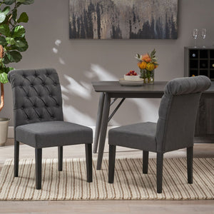 Broxton Tuft Dining Rolltop Chairs With Button Tufted Backrest (Set of 2)