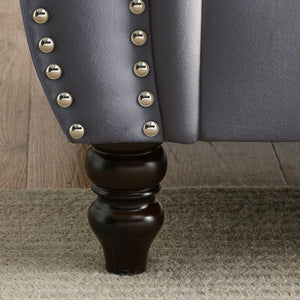Chesterfield Sofa With Rolled Arms And Nailhead Trim