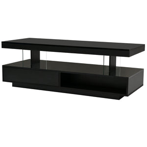 LED Coffee Table With 2 Drawers And Display Shelves