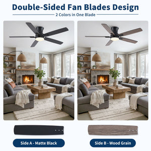 Mordern Flush Mount Ceiling Fan With Light And Remote Control