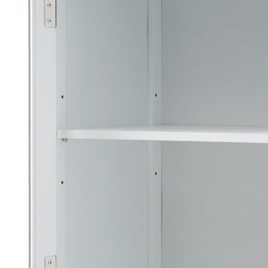 Tall Bathroom Storage Cabinet With Glass Doors, Free-Standing, Two Drawers, And Adjustable Shelves, Board, Painted Perfect For Displaying Your Favorite Items