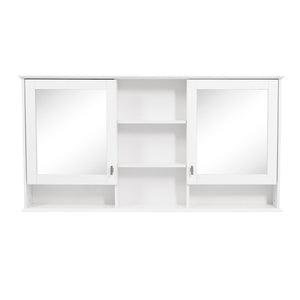 Wall Mount Mirror Cabinet With Adjustable Shelves - White