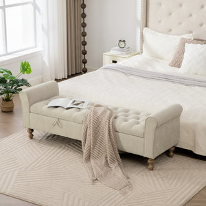 65.75" Wide Modern Upholstered Storage Bench