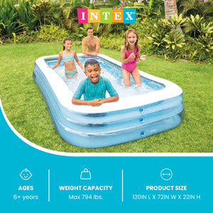 Intex Swim Center Family Backyard Inflatable Kiddie Swimming Pool, Color Varies