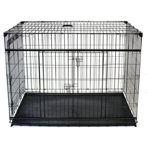Lucky Dog Dwell Series 48 Inch XL Kennel Secure Fenced Pet Dog Crate, Black - TRAPSKI