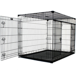 Lucky Dog Dwell Series 48 Inch XL Kennel Secure Fenced Pet Dog Crate, Black - TRAPSKI