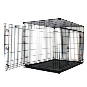 Lucky Dog Dwell Series 36 Inch M/L Kennel Secure Fenced Pet Dog Crate, Black
