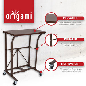 Origami Folding Computer Desk for Office, Students, and Gaming, Vintage Bronze