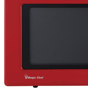 Magic Chef 0.9 Cubic Feet 900W Small Stainless Countertop Microwave Oven, Red