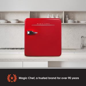 Magic Chef 1.6 Cubic Feet Retro Style Mini Fridge with Interior LED Light, Red