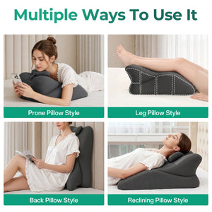 27° Ergonomic Memory Foam Support Pillow for Couples - Grey