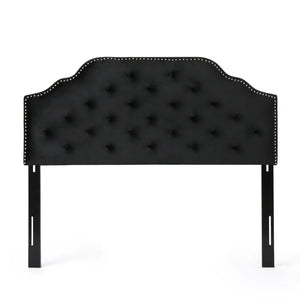 Charismatic Queen Size Headboard with Button Tufting and Nailhead Trim