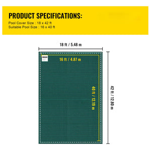 Pool Safety Cover 16x40 Ft, Inground Rectangle Cover