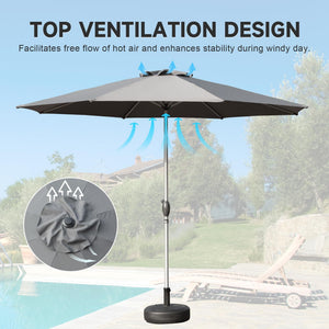 9FT Patio Umbrella, Outdoor Table Umbrella with Push Button Tilt and Crank, UV Protection Waterproof Market Sun Umbrella