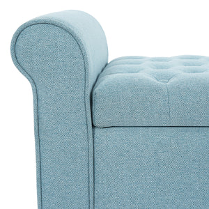 Light Blue Tufted Storage Bench
