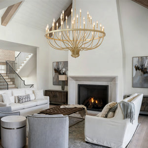 36-Light Gold Industrial Iron Candle Chandelier