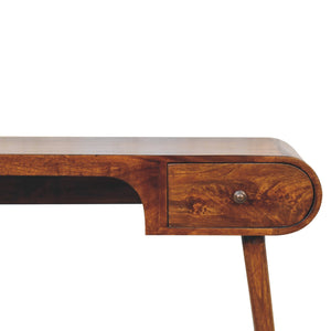 Solid Wood London Arch Writing Desk, 2-Drawers, Chestnut