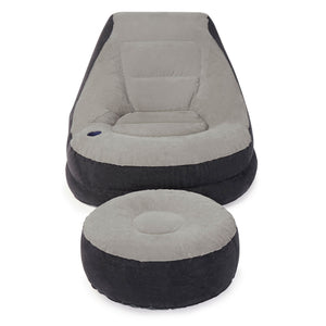 Intex Inflatable Ultra Lounge Chair With Cup Holder And Ottoman Set (2 Pack)