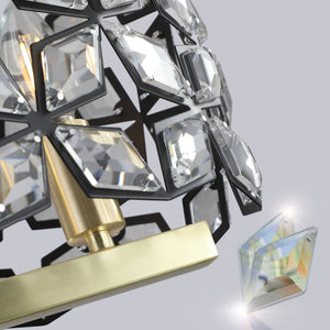 39" Contemporary Crystal and Black-Gold Pendant Chandelier