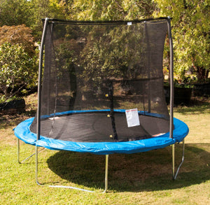 JumpKing JK10VC1 10 Foot Round Outdoor Trampoline w/ Safety Net Enclosure, Blue