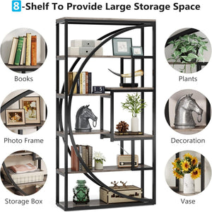 5 Tier Etagere Bookshelf With 8 Open Shelves Organizer For Living Room