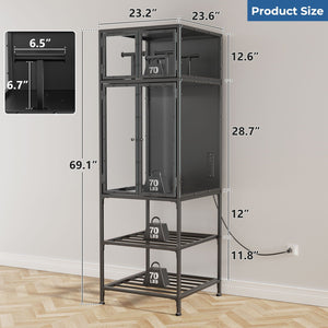 3D Printer Cabinet With Double Layer Filament Storage, T-Shaped Filament Bar, Noise Reducing And Dust Proof Design - Black