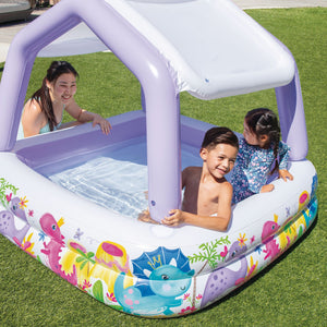 Intex 5ft x 48in Inflatable Ocean Scene Sun Shade Kids Swimming Pool With Canopy