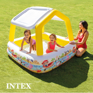 Intex 5ft x 48in Inflatable Ocean Scene Sun Shade Kids Swimming Pool With Canopy
