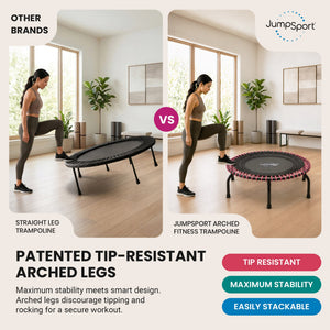 JumpSport 350 PRO 39 Inch Fitness Trampoline with Pink EnduroLast Elastic Cords