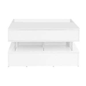 Lift Top Coffee Table With 2 Drawers, Hidden Space And LED Lights For Living Room