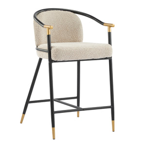 26" H Upholstered Counter Stool with Metal Frame (Set of 2) - Almond