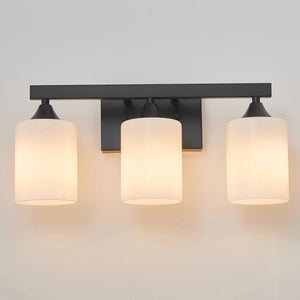 3-Light Matte Black Bathroom Vanity Light