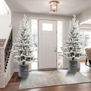 6.5FT Flocked Christmas Tree with Pot Base