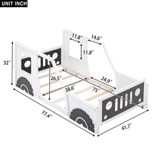 Classic Car Shaped Platform Bed With Wheels