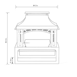 Fireplace, 50000 Btu Fire Pit, Wood Burning Chimney For Outside - Black
