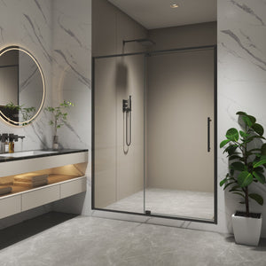 50-54"W x 74"H Pivot Shower Door with Matte Tempered Glass Finish