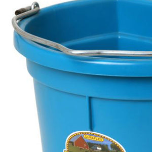 Little Giant Heavy Duty 22 Quart Flat Back Plastic Bucket w/ Metal Handle, Teal