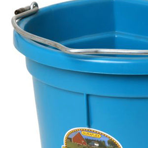 Little Giant Heavy Duty 22 Quart Flat Back Plastic Bucket w/ Metal Handle, Teal